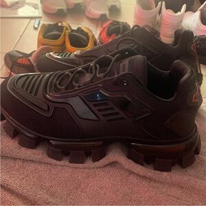 Prada Men's Black Chunky-Tread Athletic Sneakers